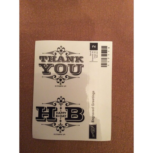 INVENTORY REDUCTION SALE. Stampin Up Engraved Greetings Set of 2 Stamps B6 - Picture 1 of 2